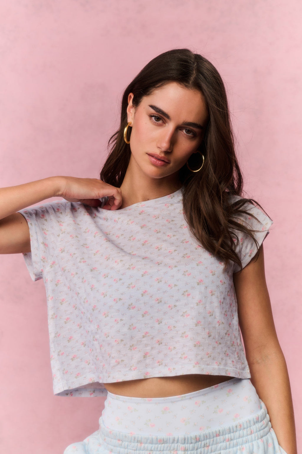 Rubin Cropped Cotton Tee - CHAPPARAL BLUE