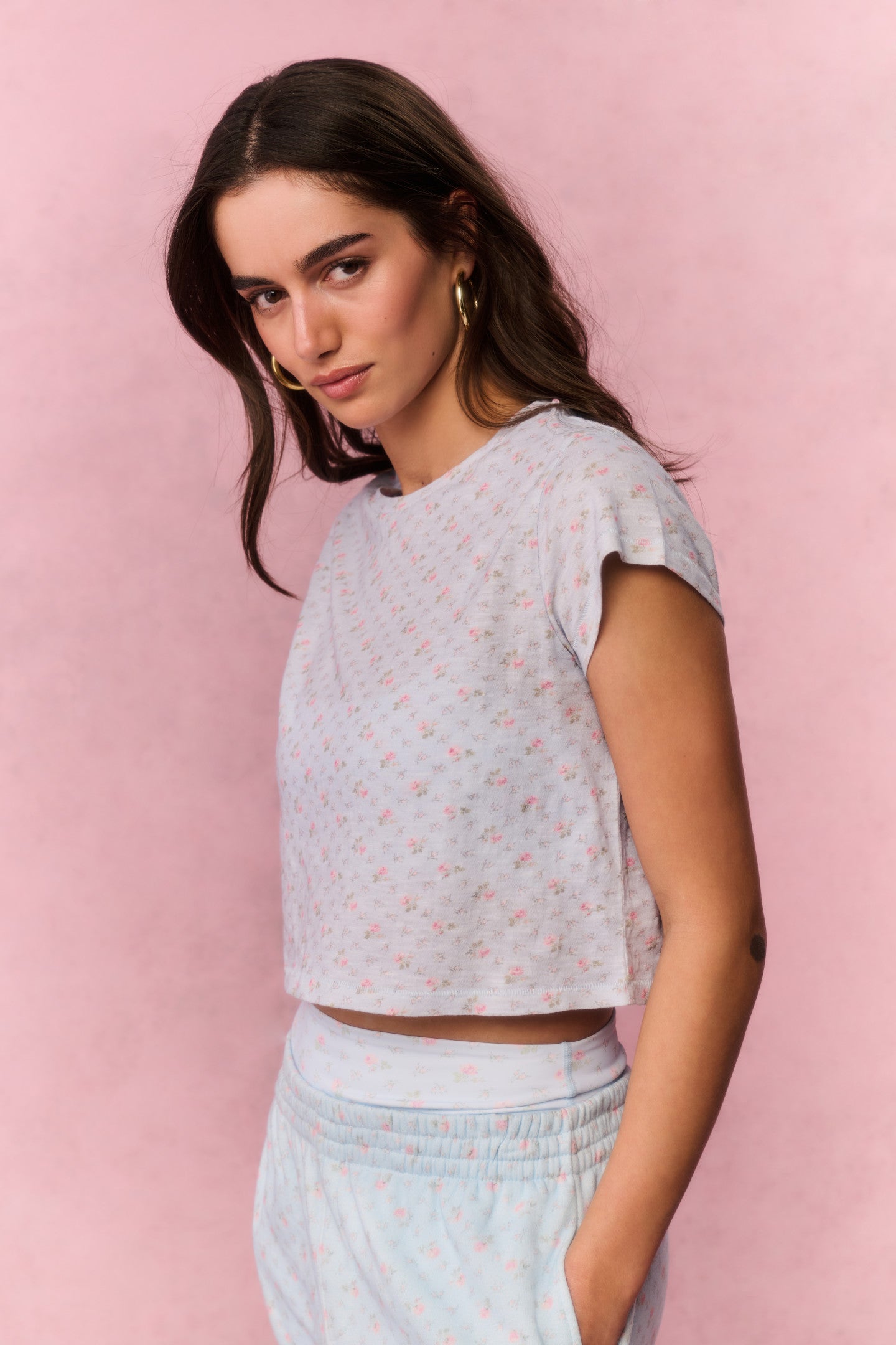 Rubin Cropped Cotton Tee - CHAPPARAL BLUE